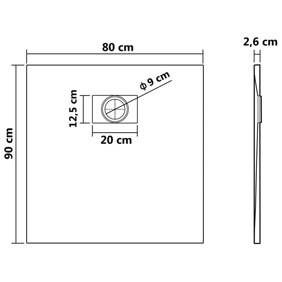 Douchebak Smc 90 x 80 cm Bruin