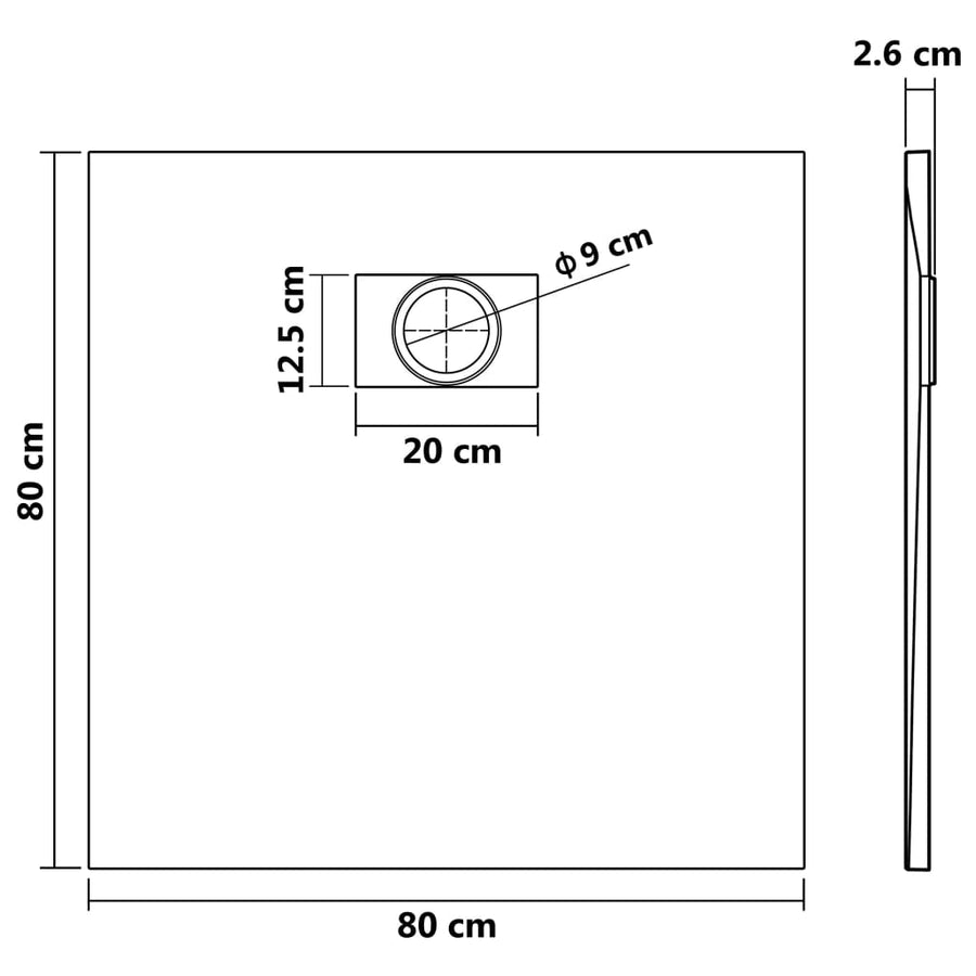 Douchebak 80x80 cm SMC grijs 80 x 80 cm Grijs