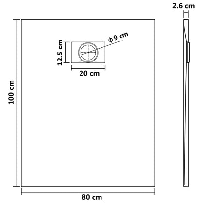 Douchebak 100x80 cm SMC grijs 100 x 80 cm Grijs