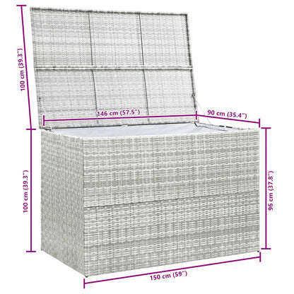 Tuinbox 150x100x100 cm poly rattan lichtgrijs