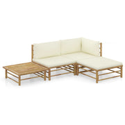 Loungeset 4-delig bamboe crèmewit