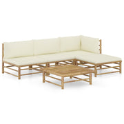 Loungeset 5-delig bamboe crèmewit