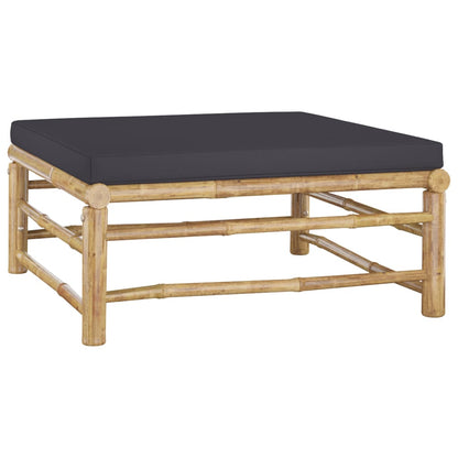 6-Delige Loungeset Met Donkergrijze Kussens Bamboe Donkergrijs 2x hoek + 2x midden + voetensteun + Tafel
