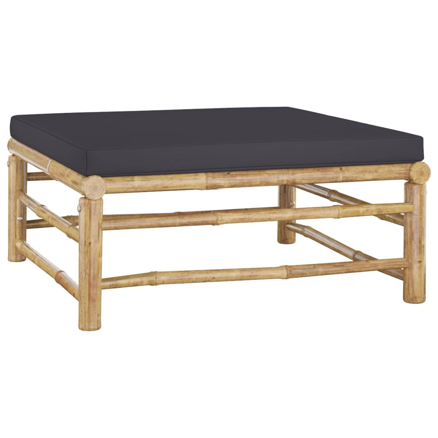 6-Delige Loungeset Met Donkergrijze Kussens Bamboe Donkergrijs 2x hoek + 2x midden + voetensteun + Tafel