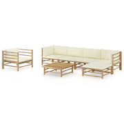 Loungeset 7-delig bamboe crèmewit