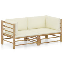 2-Delige Loungeset Met Kussens Bamboe Wit Crème Hoekbank (2 st)