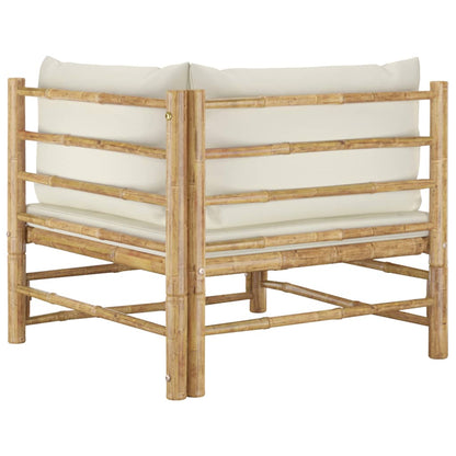 2-Delige Loungeset Met Kussens Bamboe Wit Crème Hoekbank (2 st)