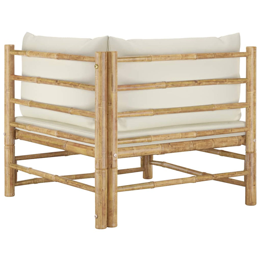2-Delige Loungeset Met Kussens Bamboe Wit Crème Hoekbank (2 st)