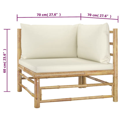 2-Delige Loungeset Met Kussens Bamboe Wit Crème Hoekbank (2 st)