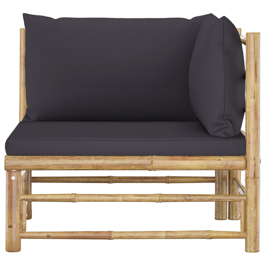2-Delige Loungeset Met Kussens Bamboe Donkergrijs Hoekbank (2 st)