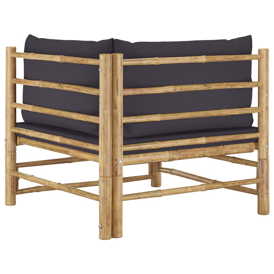 2-Delige Loungeset Met Kussens Bamboe Donkergrijs Hoekbank (2 st)