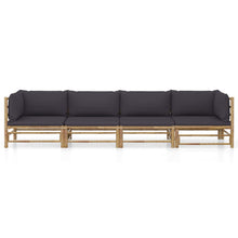 4-Delige Loungeset Met Donkergrijze Kussens Bamboe Donkergrijs 2x hoek + 2x midden
