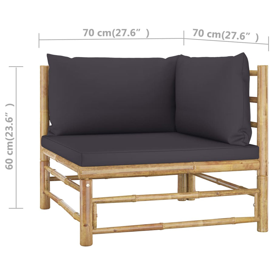 4-Delige Loungeset Met Donkergrijze Kussens Bamboe Donkergrijs 2x hoek + 2x midden