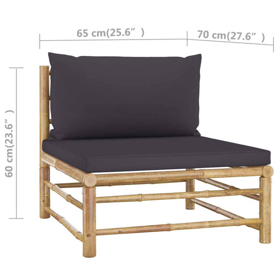4-Delige Loungeset Met Donkergrijze Kussens Bamboe Donkergrijs 2x hoek + 2x midden