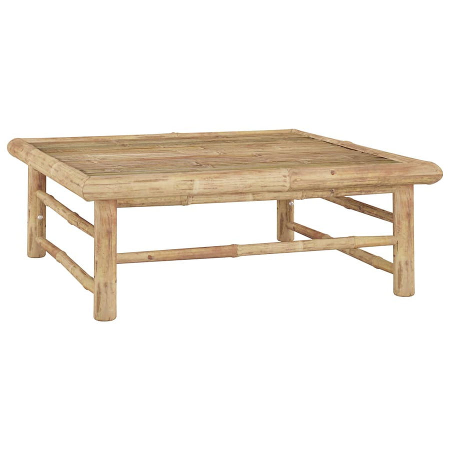 6-Delige Loungeset Met Witte Kussens Bamboe Crème 4x hoek + midden + Tafel