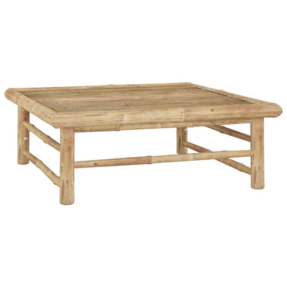 7-Delige Loungeset Met Witte Kussens Bamboe Crème 3x hoek + 2x midden + Fauteuil + Tafel