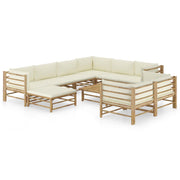 Loungeset 10-delig bamboe crèmewit