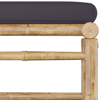 2-Delige Loungeset Met Donkergrijze Kussens Bamboe Donkergrijs 3x hoek + 5x midden + Fauteuil + 2x voetensteun + Tafel