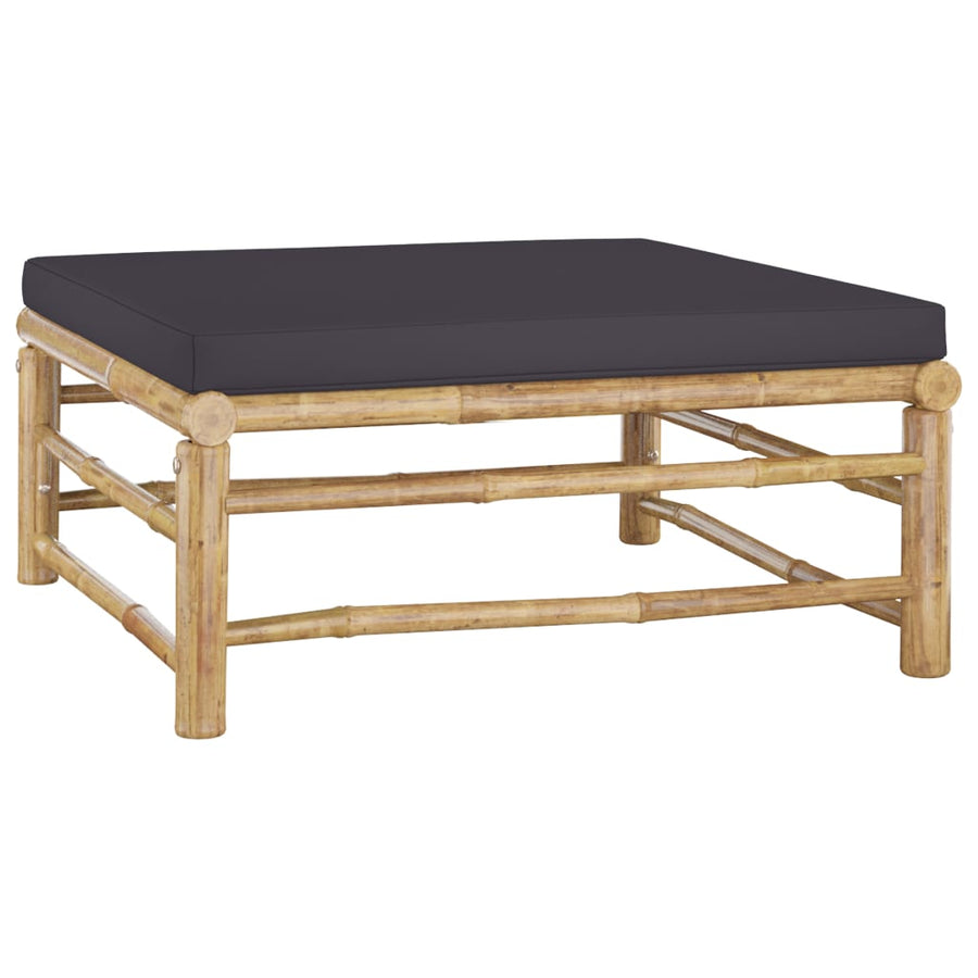 9-Delige Loungeset Met Donkergrijze Kussens Bamboe Donkergrijs 3x hoek + 4x midden + voetensteun + Tafel