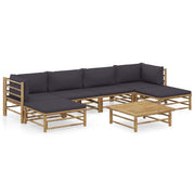 Loungeset 7-delig bamboe donkergrijs