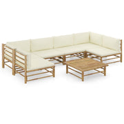 Loungeset 7-delig bamboe crèmewit