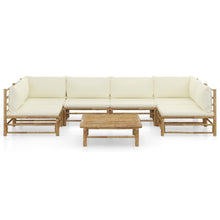 7-Delige Loungeset Met Witte Kussens Bamboe Crème 2x hoek + 4x midden + Tafel