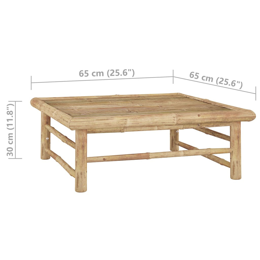 7-Delige Loungeset Met Witte Kussens Bamboe Crème 2x hoek + 4x midden + Tafel