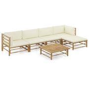 Loungeset 6-delig bamboe crèmewit