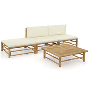Loungeset 4-delig bamboe crèmewit