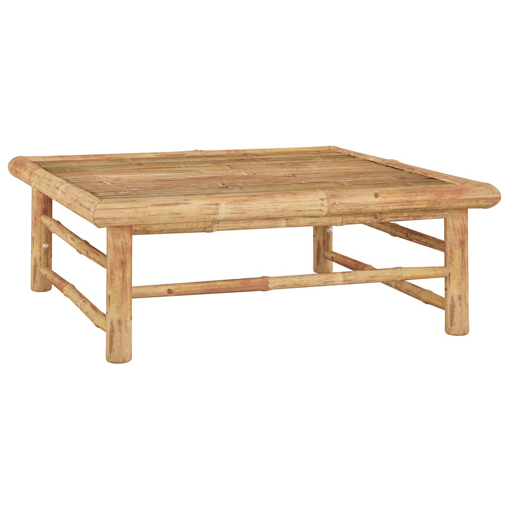 4-Delige Loungeset Met Witte Kussens Bamboe Crème 2x midden + voetensteun + Tafel