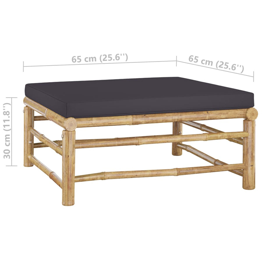 4-Delige Loungeset Met Donkergrijze Kussens Bamboe Donkergrijs 2x midden + voetensteun + Tafel