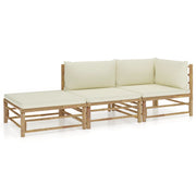 Loungeset 3-delig bamboe crèmewit