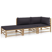 Loungeset bamboe 3-delig donkergrijs