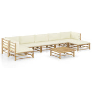 Loungeset 8-delig bamboe crèmewit