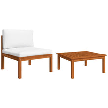 2-Delige Loungeset Met Kussens Massief Acaciahout Middenbank + salontafel