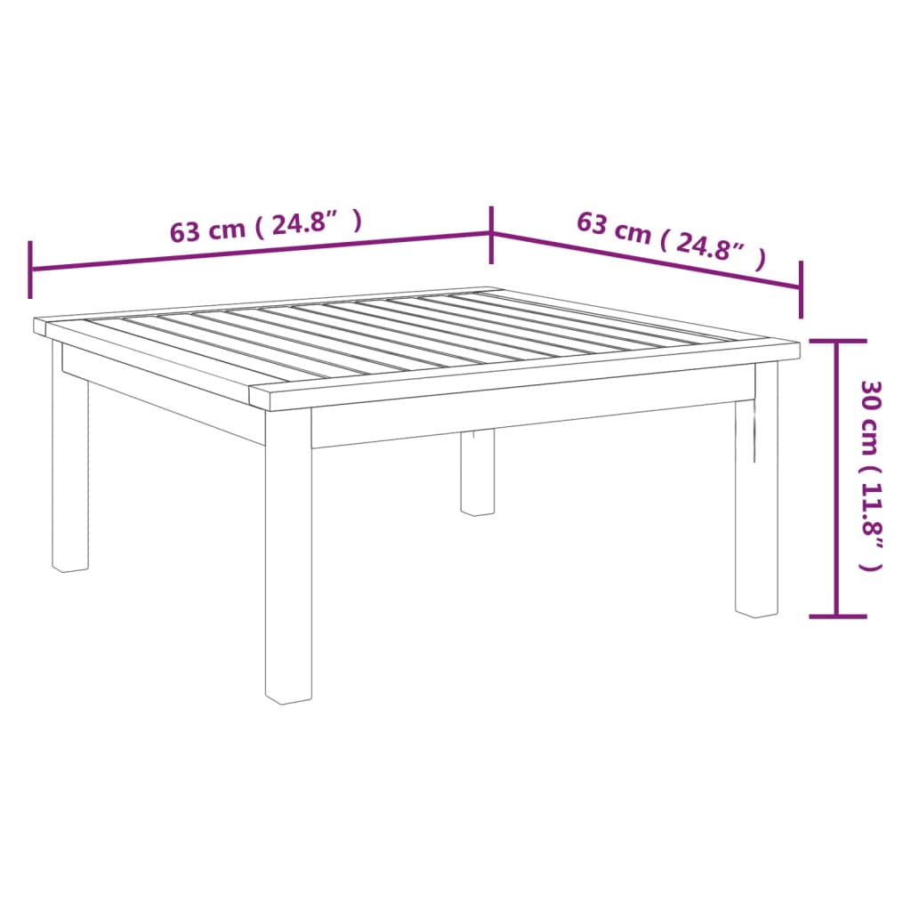 Loungetafel 63x63x30 cm massief acaciahout