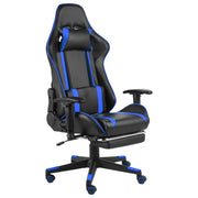 Gamestoel draaibaar met voetensteun blauw PVC