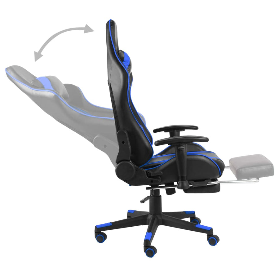 Gamestoel Draaibaar Pvc Blauw Met voetensteun