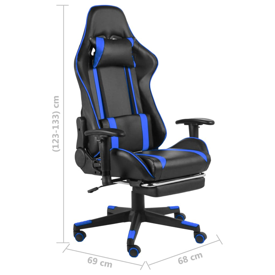 Gamestoel Draaibaar Pvc Blauw Met voetensteun