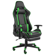Gamestoel draaibaar met voetensteun groen PVC