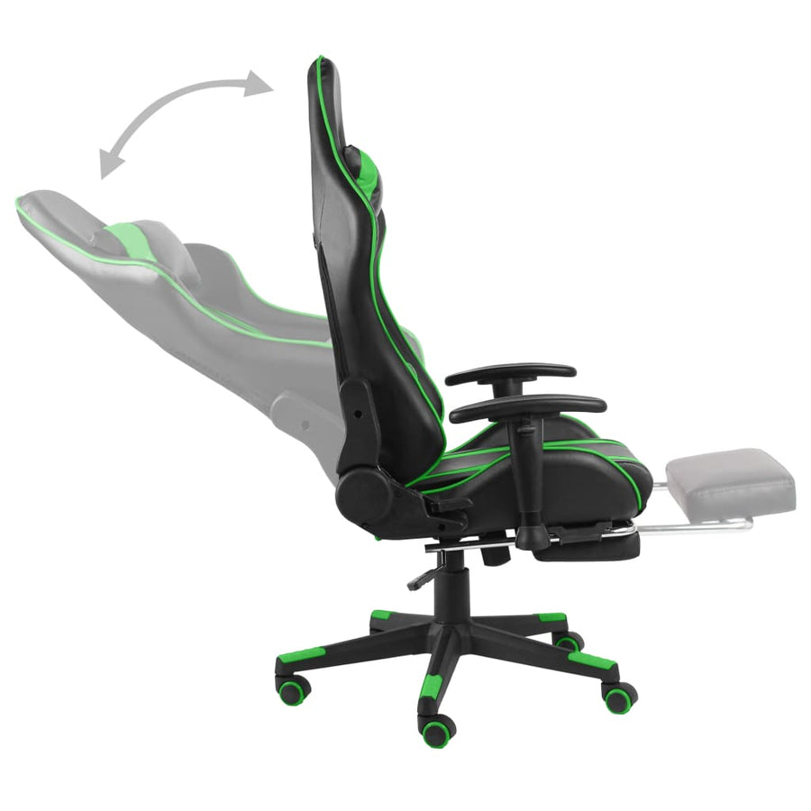 Gamestoel Draaibaar Pvc Groen Met voetensteun