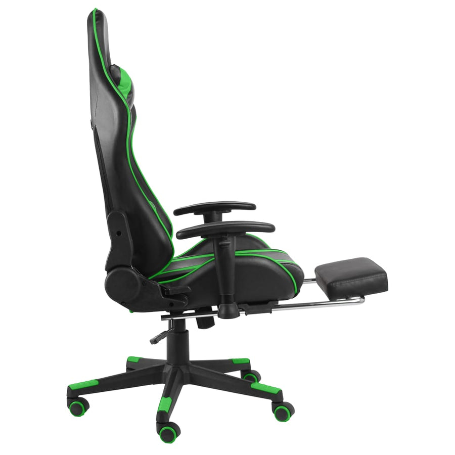 Gamestoel Draaibaar Pvc Groen Met voetensteun
