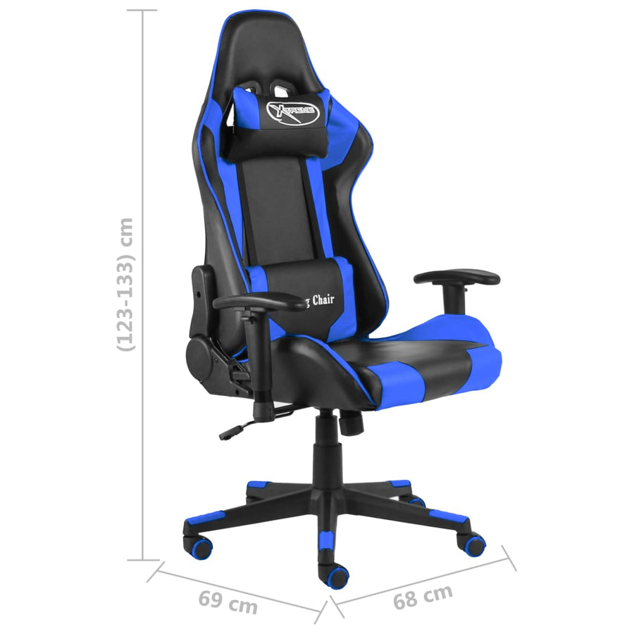 Gamestoel Draaibaar Pvc Blauw Zonder voetensteun