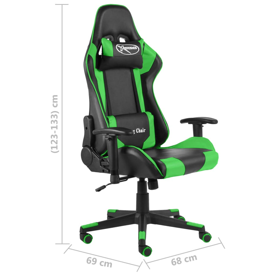 Gamestoel Draaibaar Pvc Groen Zonder voetensteun