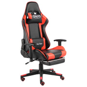 Gamestoel draaibaar met voetensteun PVC rood zwart