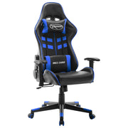 Gamestoel kunstleer zwart blauw 67x61x123-133 cm