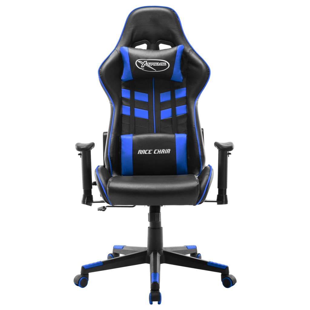 Gamestoel Kunstleer Zwart en blauw Zonder voetensteun