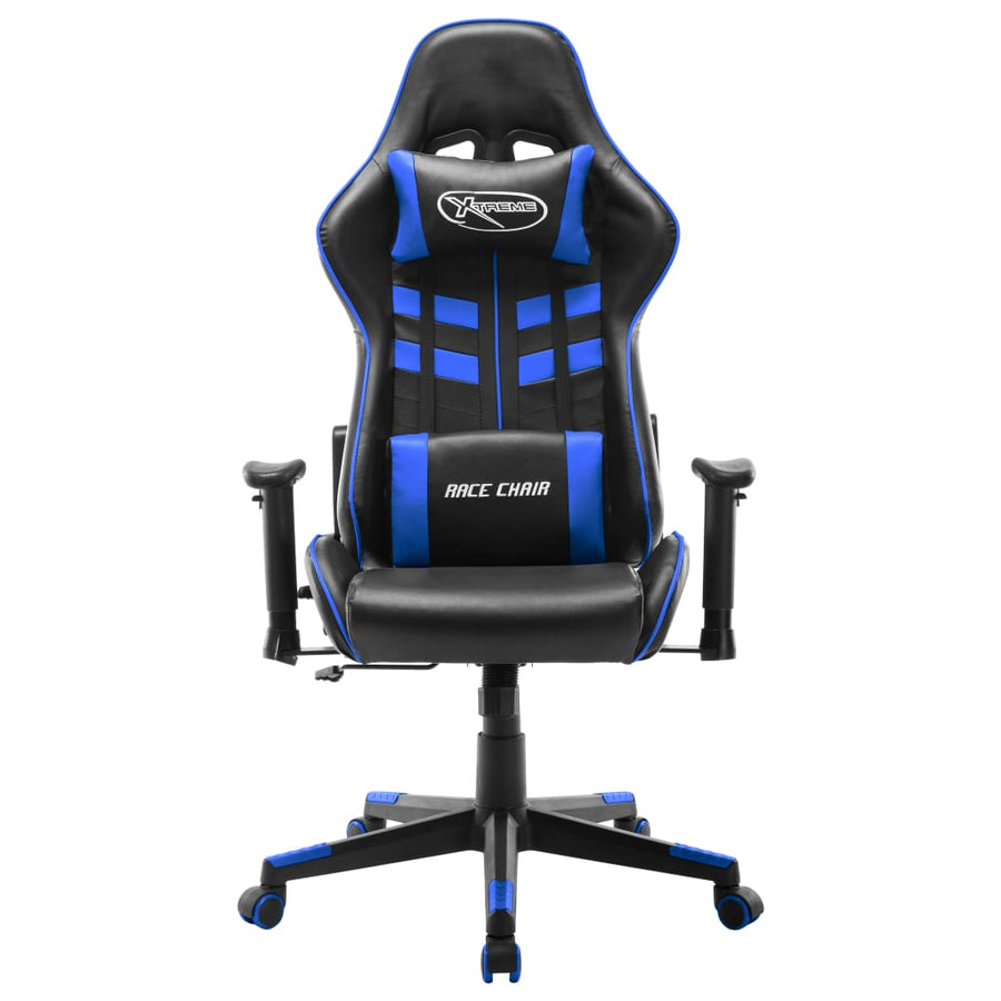 Gamestoel Kunstleer Zwart en blauw Zonder voetensteun
