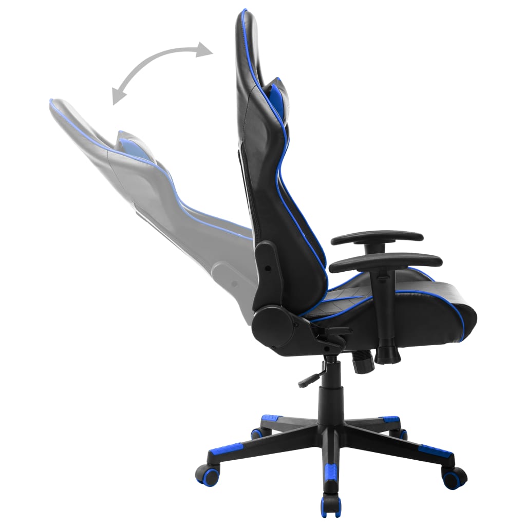 Gamestoel Kunstleer Zwart en blauw Zonder voetensteun