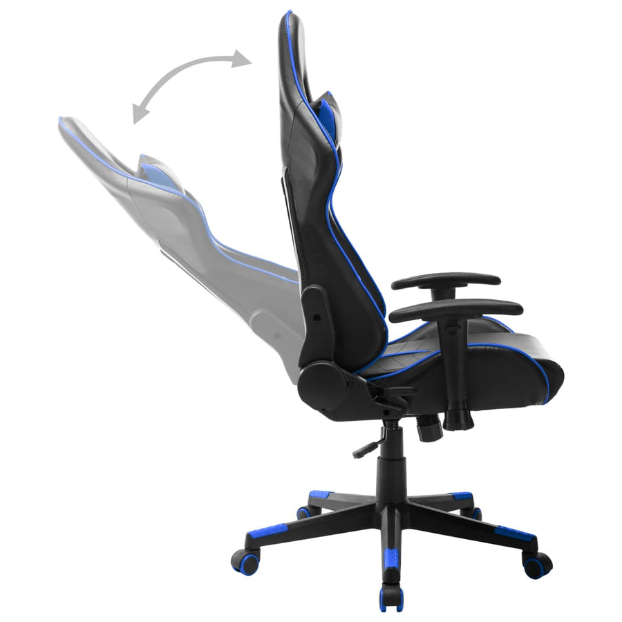Gamestoel Kunstleer Zwart en blauw Zonder voetensteun